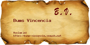 Bums Vincencia névjegykártya